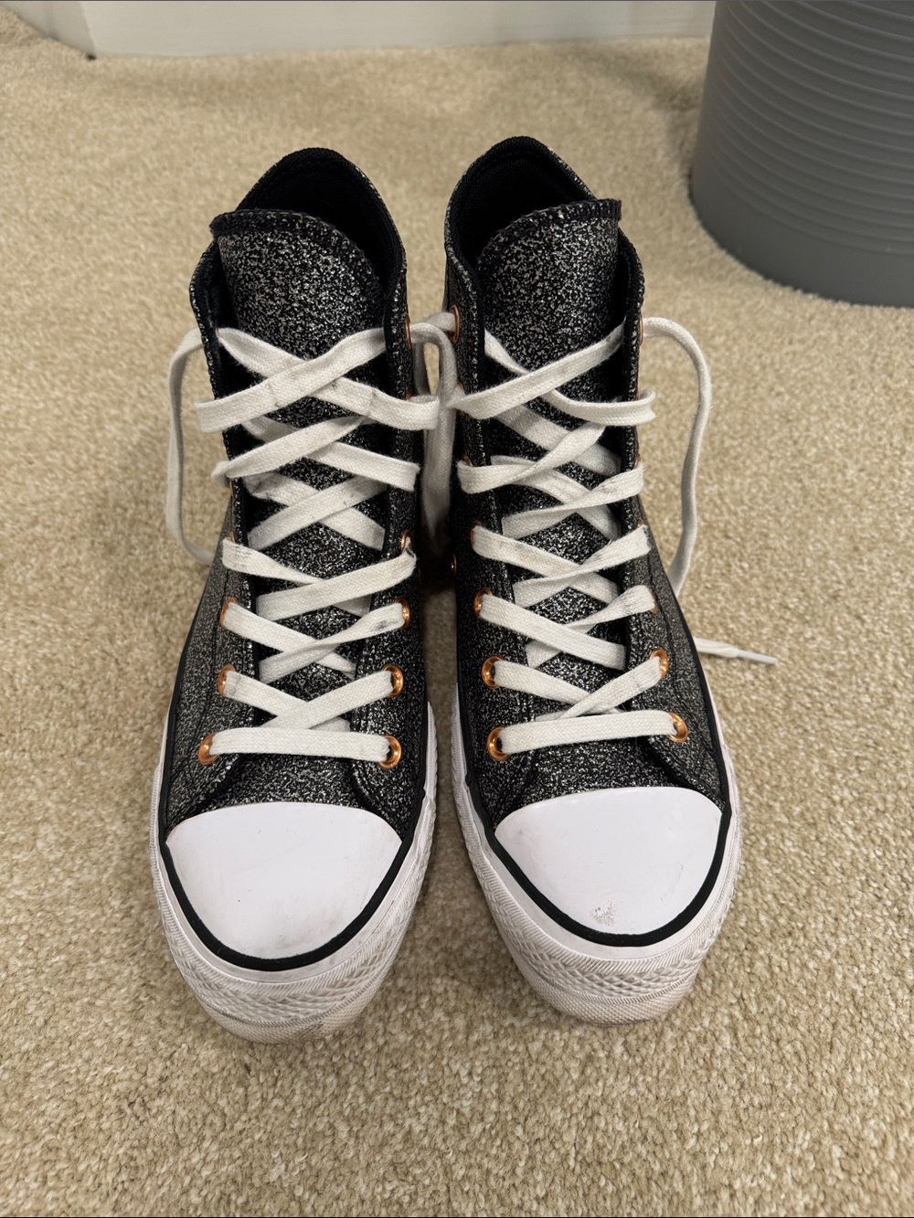 Black Glitter High-Top Platform Converse All-Stars
